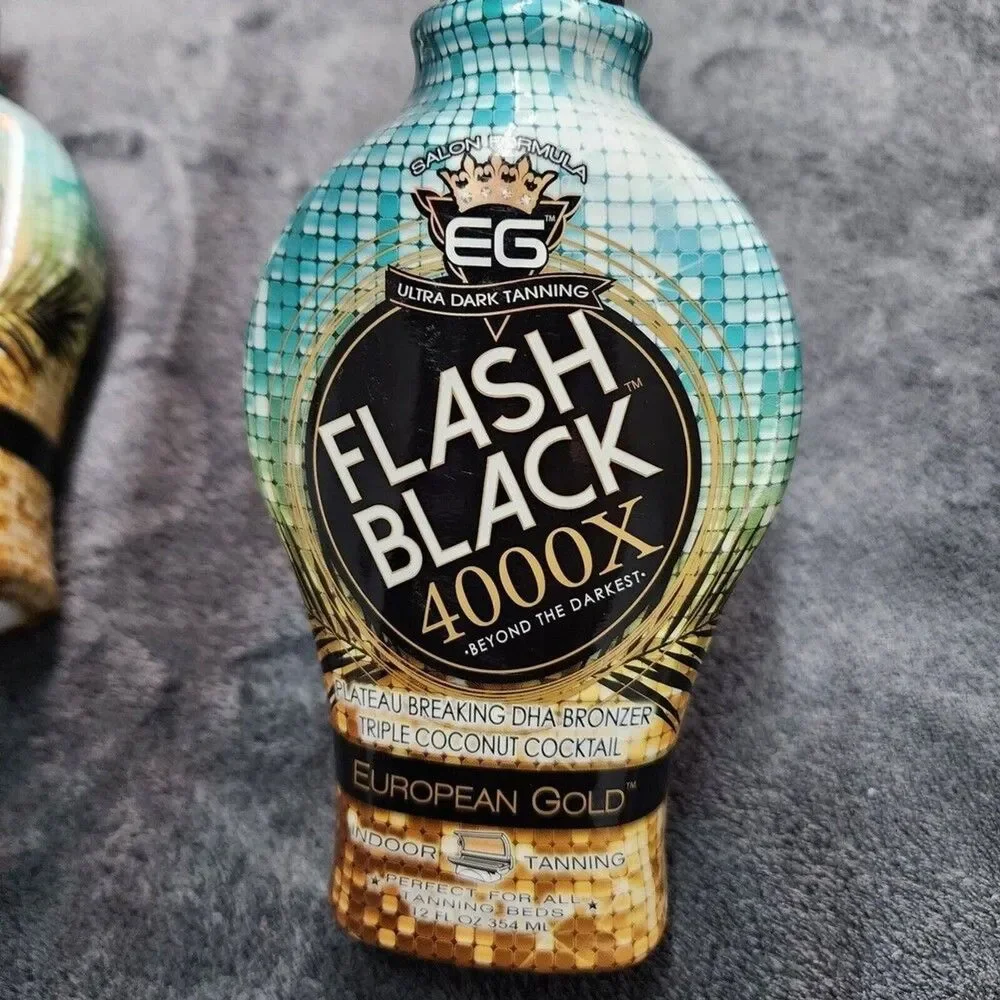 Two-Flash Black Ultra Dark Tanning Lotion(4000X 12 oz.)European Gold Tanning Bed
